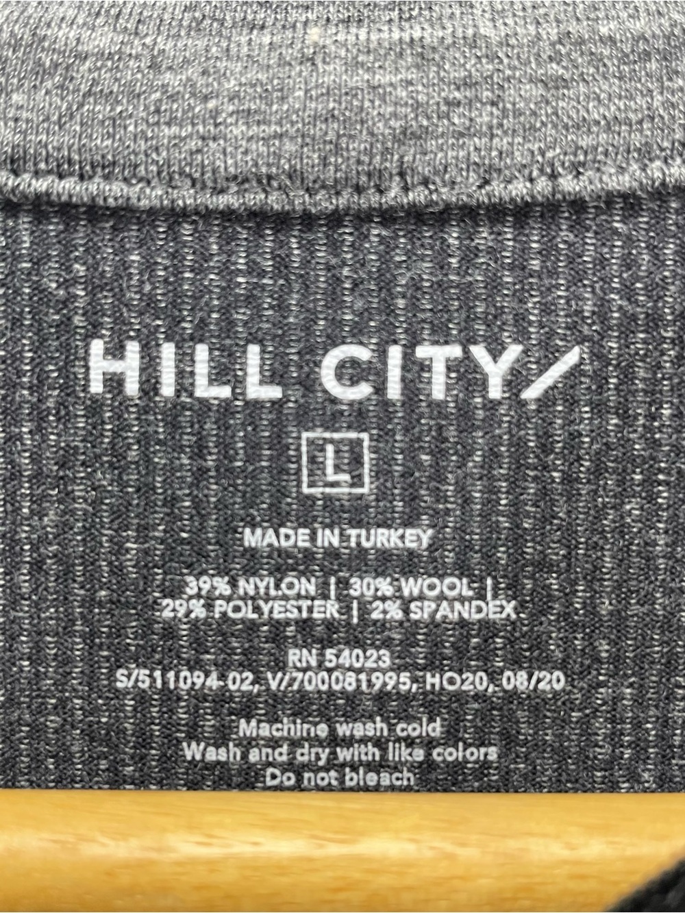 Hill City Men’s Quarter Zip Pullover Gray Wool Blend Long Sleeve Performance, L - Picture 3 of 7